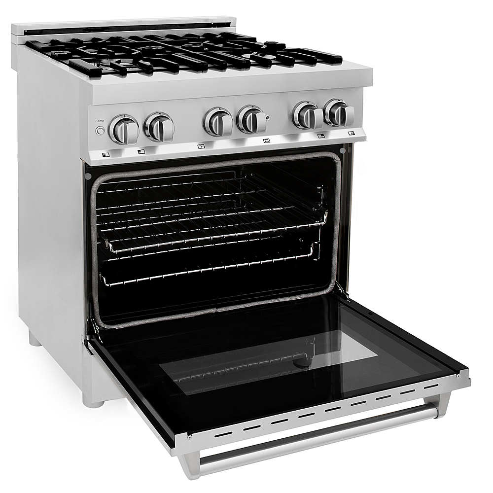 Left View: ZLINE - 4.0 cu. ft. Dual Fuel Range with Gas Stove and Electric Oven in Stainless Steel - Stainless steel