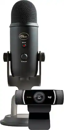Blue Microphones - Pro Streamer Pack with Blue Yeti USB Microphone & Logitech C922 Pro HD Webcam - Blackout