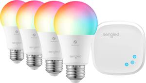 Sengled - Smart LED Multicolor A19 Starter Kit (4-Pack) - Multicolor - Front_Zoom
