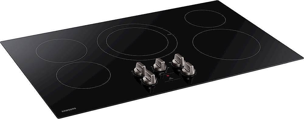 Angle. Samsung - 36" Built-In Electric Cooktop - Black.