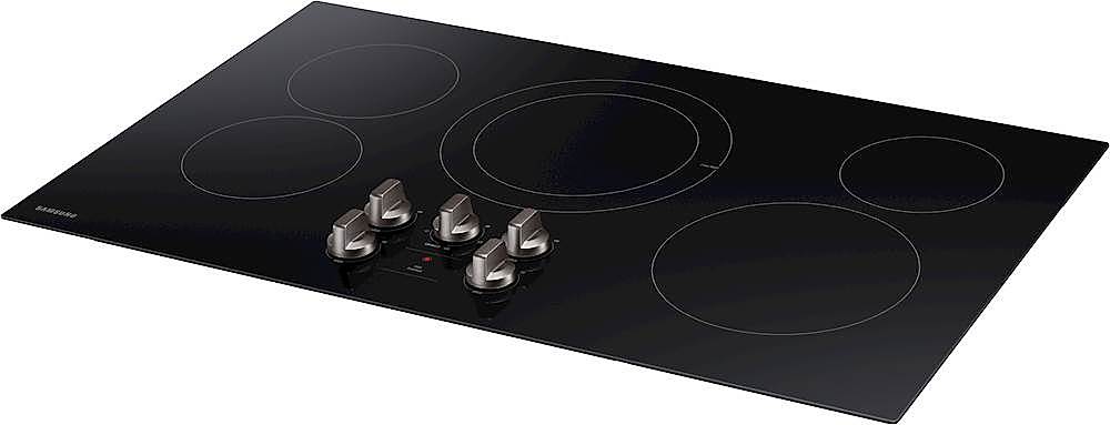 Left View: Samsung - 36" Built-In Electric Cooktop - Black