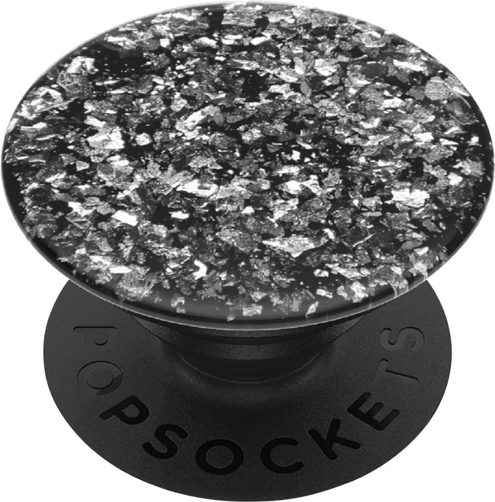 Front. PopSockets - PopGrip Premium Cell Phone Grip & Stand - Foil Confetti Silver.