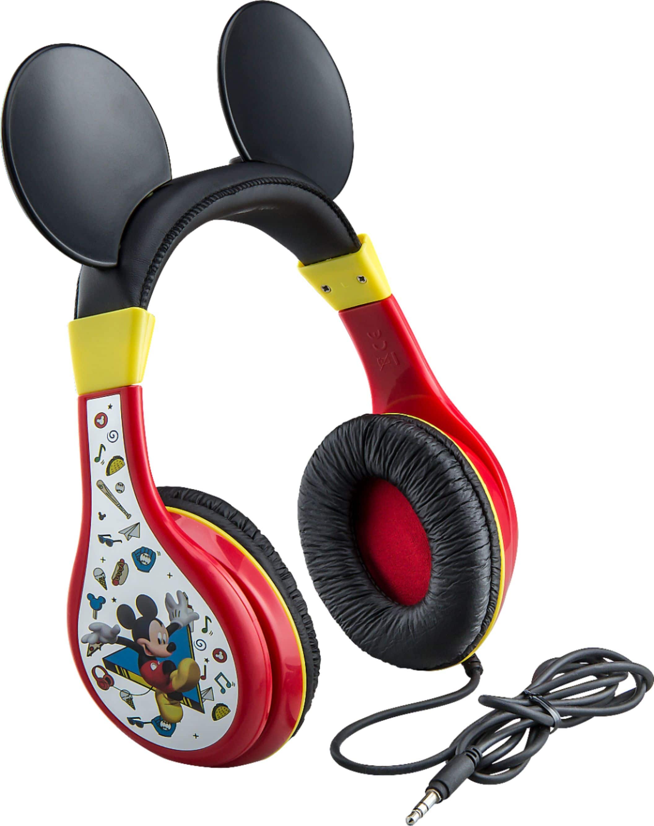 Front. eKids - Disney Junior Mickey Wired On-Ear Headphones - Black/Red.