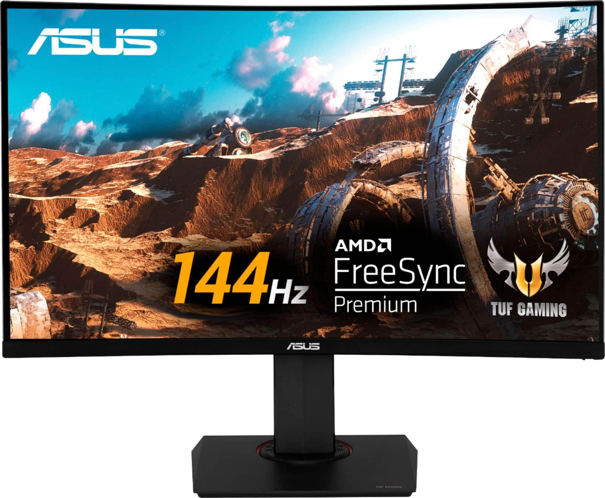 Photo 1 of TUF Gaming VG32VQ 144Hz 32” LCD Curved WQHD 1ms FreeSync Gaming Monitor with HDR (DisplayPort HDMI) MISSING ALL CABLES, ONLY MONITOR AND STAND INCLUDED