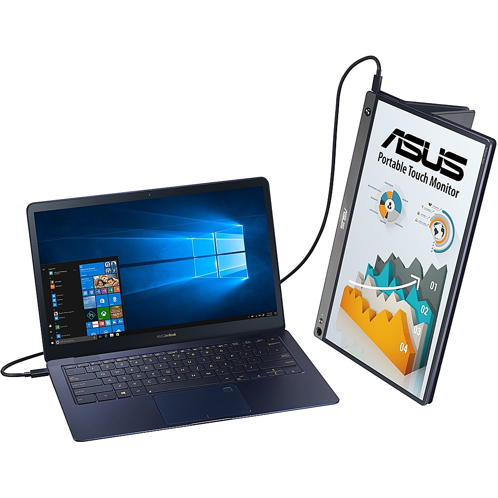 ASUS ZenScreen Touch Screen 15.6” 1080P Portable USB Monitor (MB16AHT) -  Full HD (1920 x 1080), IPS, USB Type-C, Mini-HDMI, Kickstand, Tripod