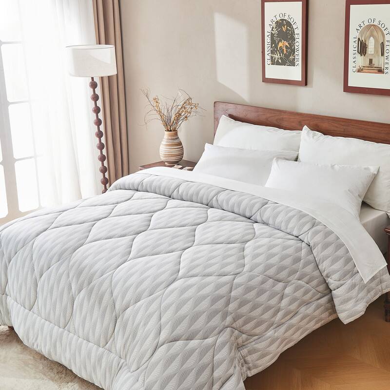 Bestier - Queen Size All-Season Down Alternative Comforter – Lightweight Duvet Insert with Corner Tabs, Skin-Friendly - Gray