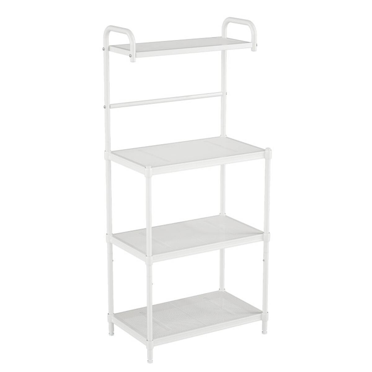 Angle. SlickBlue - 4-Layer Storage Shelf Versatile and Space-Saving Organizer for Kitchen and Dining - White.