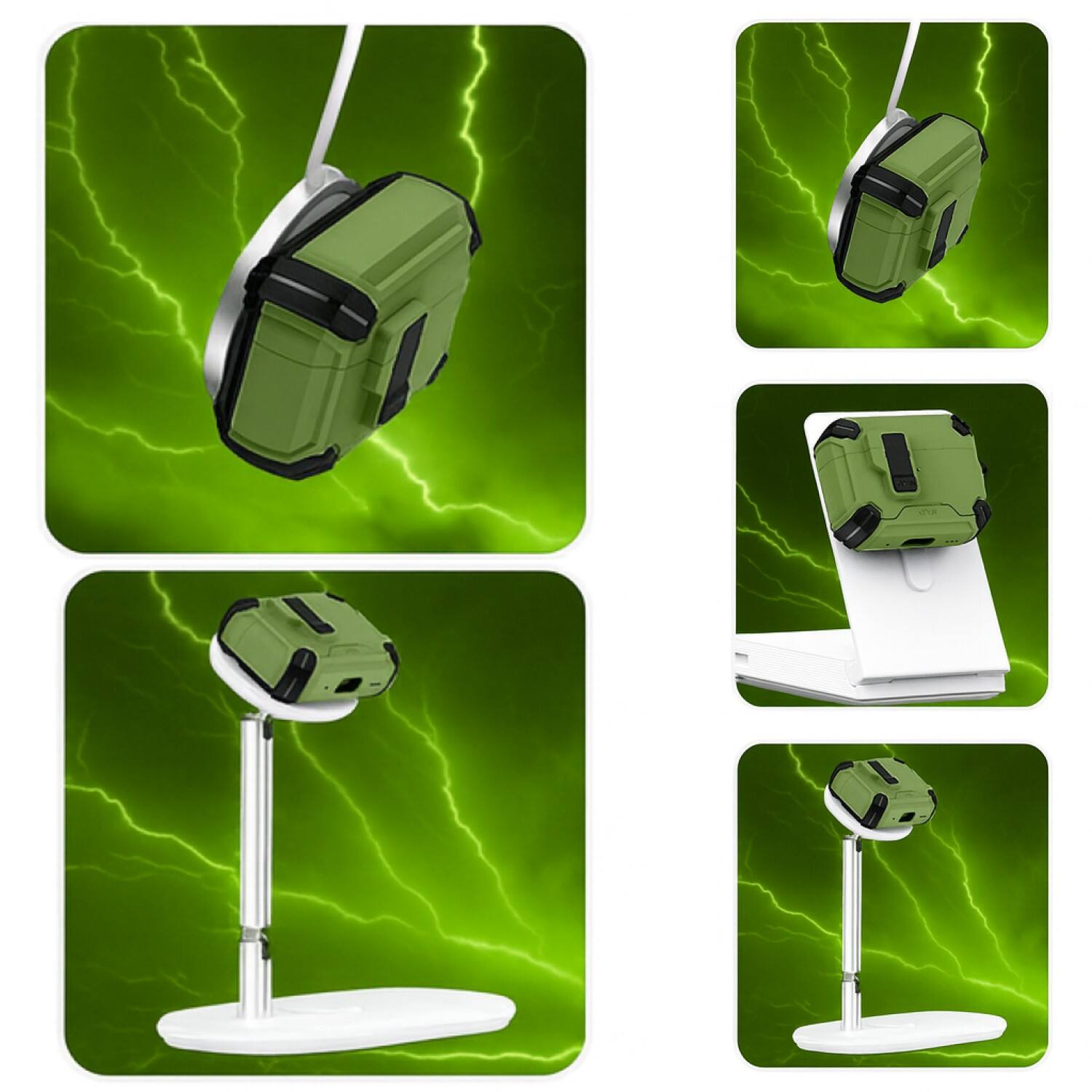 Alt View 2. SaharaCase - Apple Airpods Pro 3 Heavy Duty Case | Compatible with Magsafe | Secure Lock | Raider Series - Cactus Green.