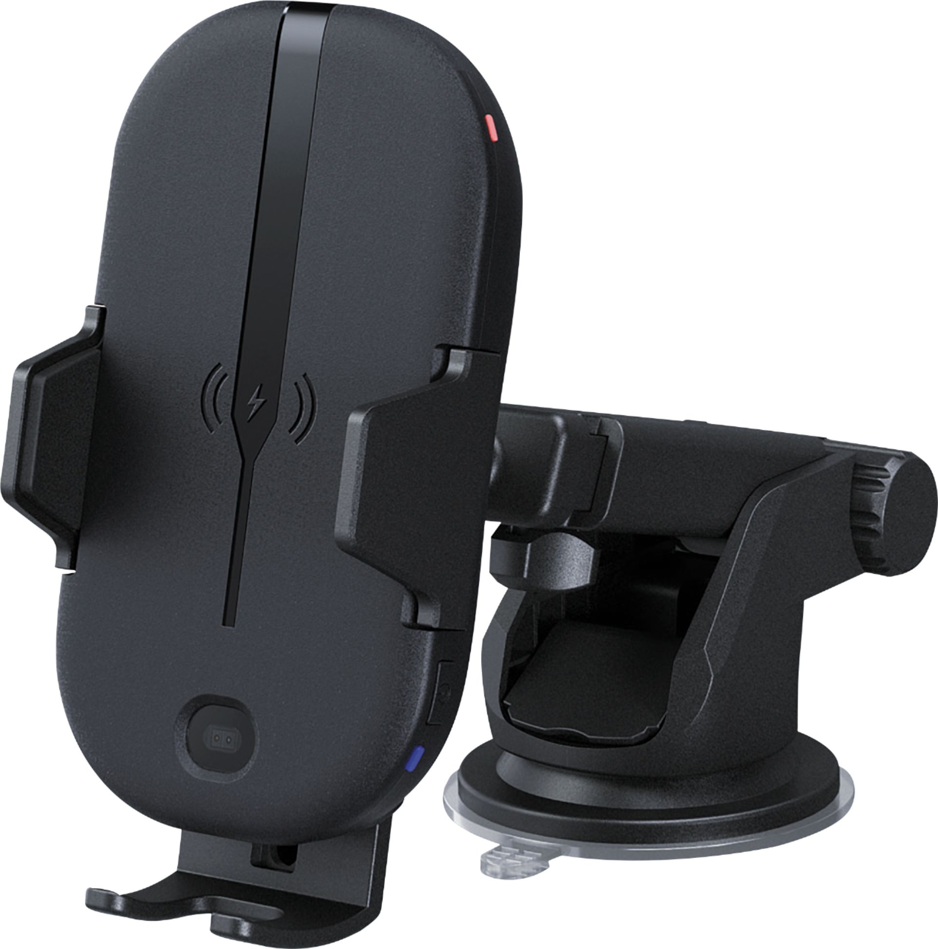 Angle View: Kenwood - Motorized Clamping Qi Charging Phone Mount - Black