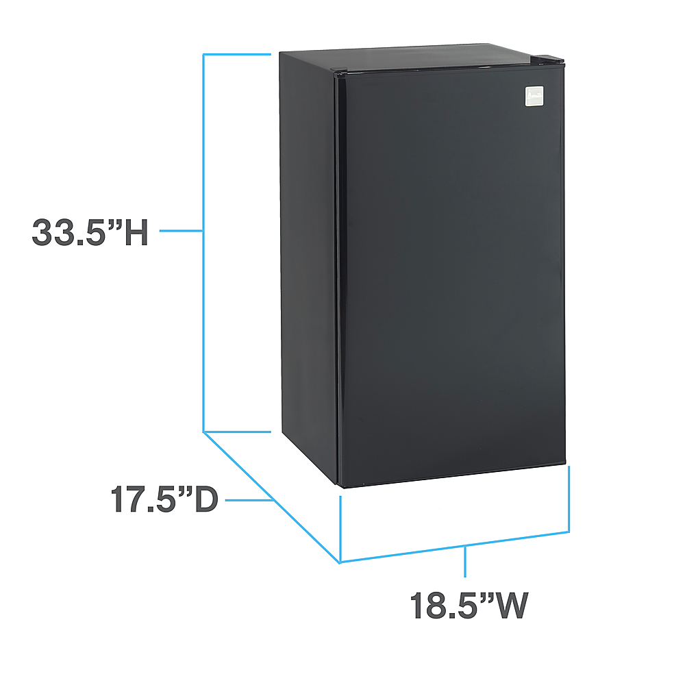 Left View: Avanti - 3.3 cu. ft. Compact Refrigerator, Mini-Fridge - Black