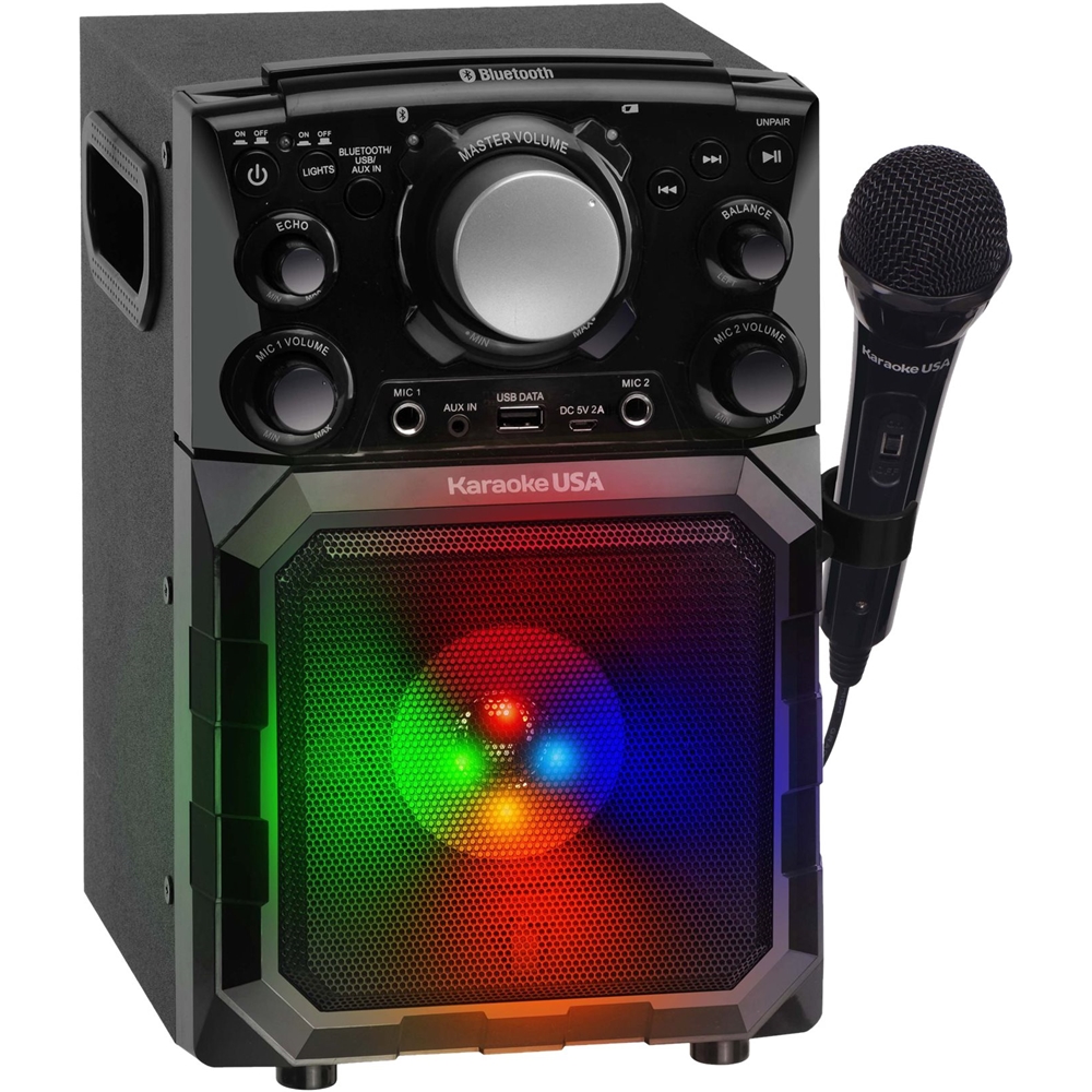 Left View: Karaoke USA - MP3 Portable Karaoke System - Black