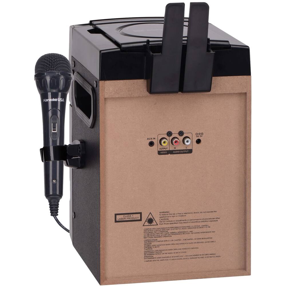 Back. Karaoke USA - Portable CDG/MP3G Karaoke Player with 4.3" Color TFT Screen, Bluetooth, Recording Function, and PA - Black.