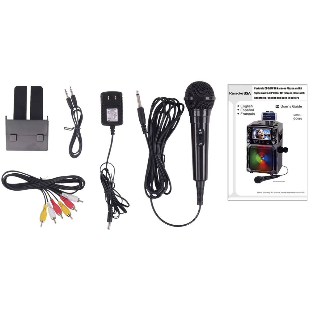 Alt View 15. Karaoke USA - Portable CDG/MP3G Karaoke Player with 4.3" Color TFT Screen, Bluetooth, Recording Function, and PA - Black.
