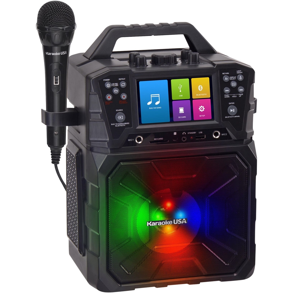 Left View: Singing Machine - Groove Cube XL Karaoke System - Black