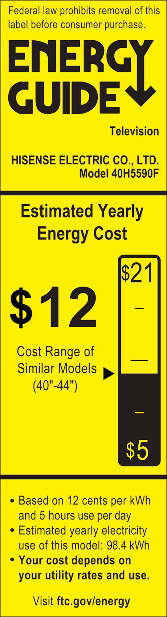 Hisense - 40" Class - LED - H5500 Series - 1080p - Smart - HDTV-Energy_Guide 