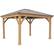 Angle. Yardistry - 12' x 14' Meridian Gazebo - Coffee Brown/Natural Cedar.