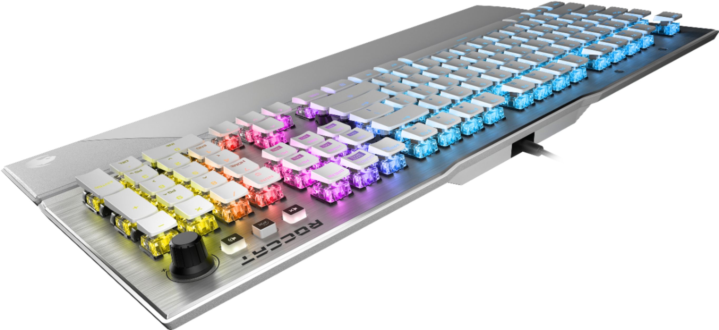 Angle View: ROCCAT - Vulcan 122 Full-size Mechanical PC Gaming Keyboard with Tactile Titan Switch, AIMO RGB Lighting and Detachable Palm Rest - Arctic White