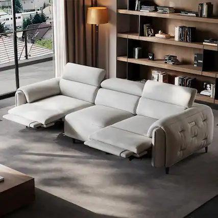 Front. luck idea - 104.3" Electric Seat Sofa, 2 Seats Reclining Home Theater Seats - Gray.