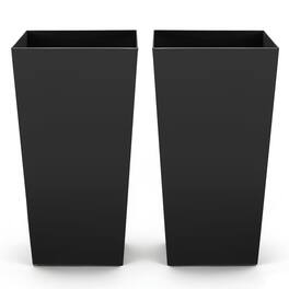 VEVOR - Tall Planters Set of 2, 30 Inch Large Outdoor Taper Planters for Outdoor Indoor Plants, Front Porch Plastic Modern - Black