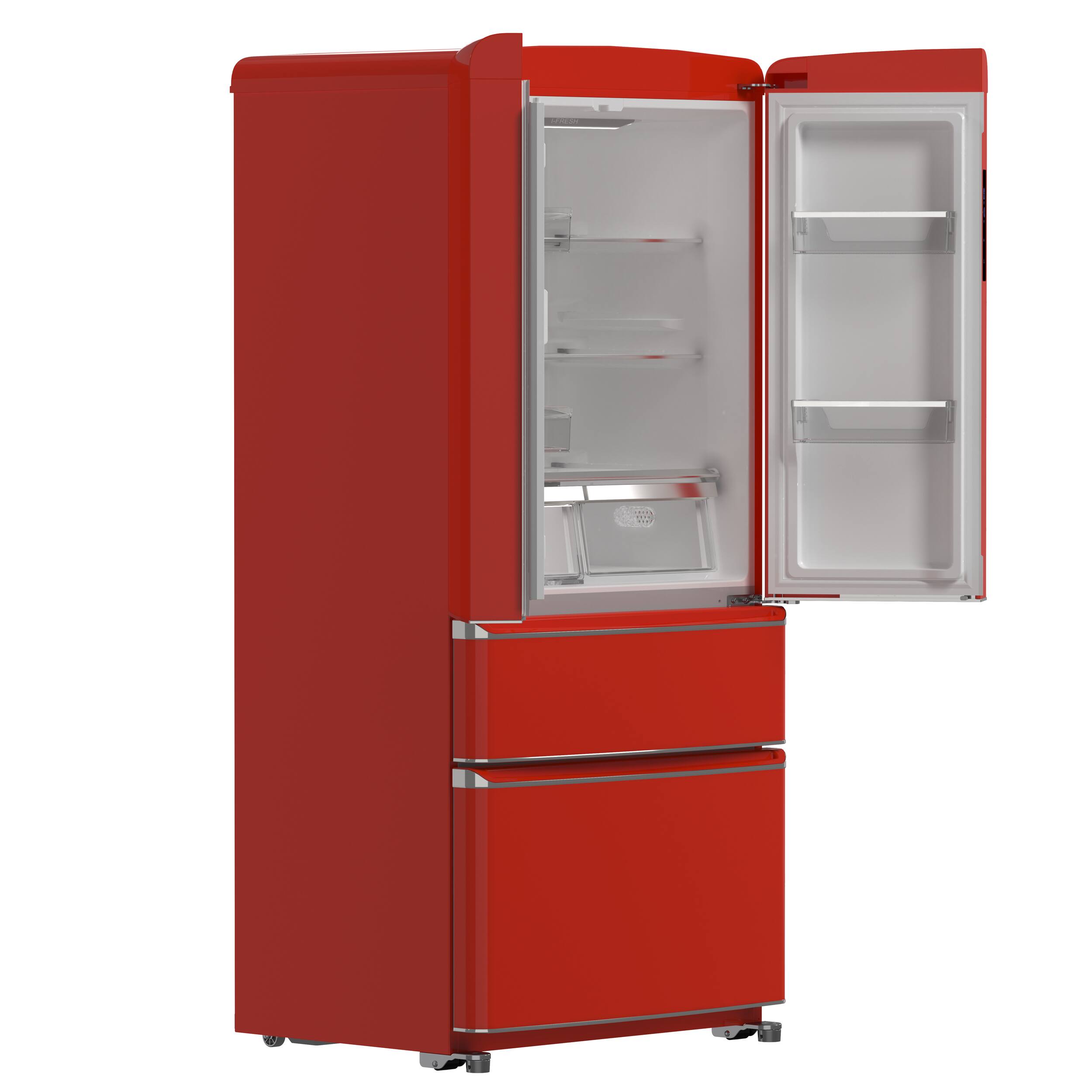 Alt View 4. Forno Appliances - Luigi 18 Cu. Ft. French Door Refrigerator with Handle-free Design - Red.