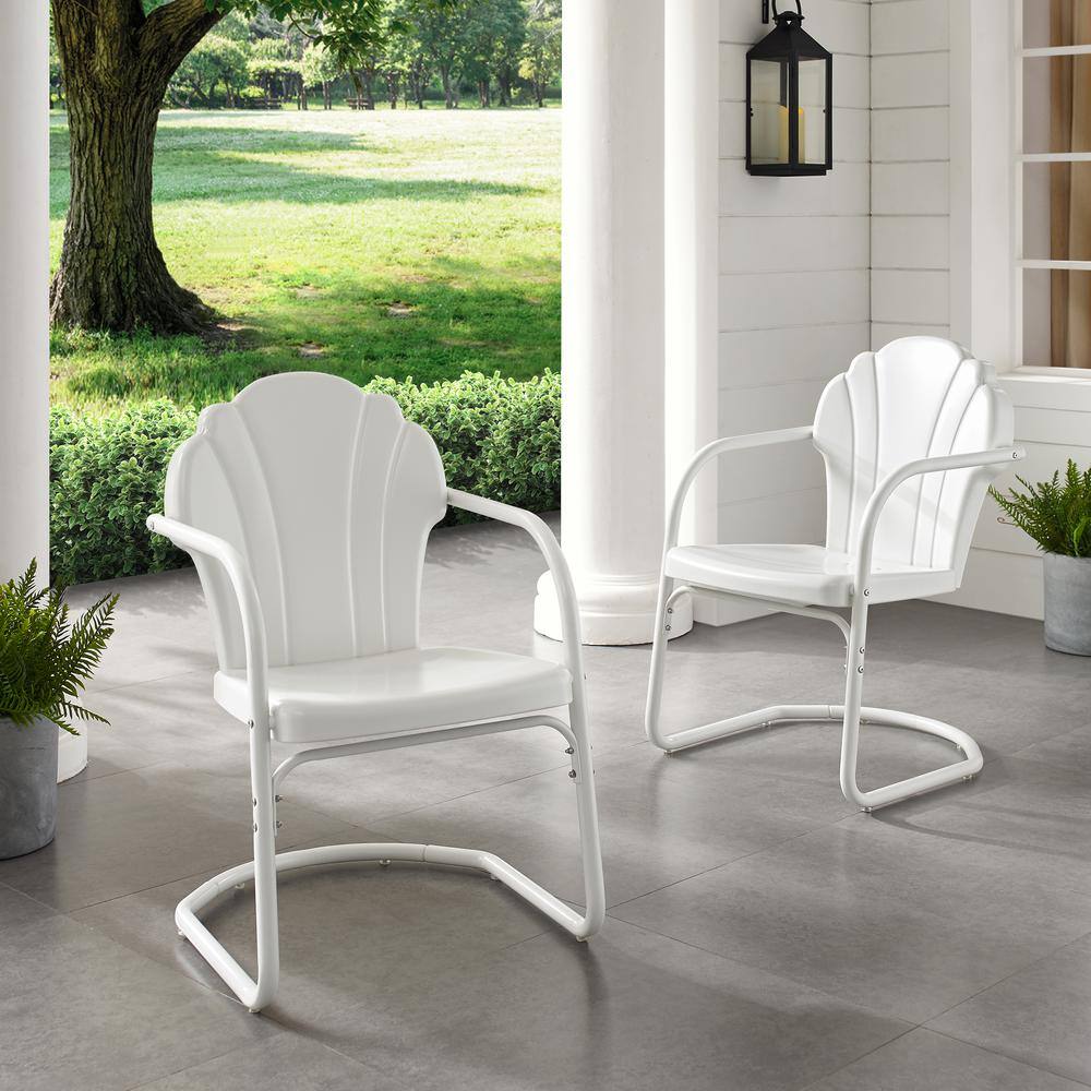 Alt View 7. Crosley Furniture - Tulip 2Pc Retro Outdoor Chair Set - 2 Chairs - White Satin.