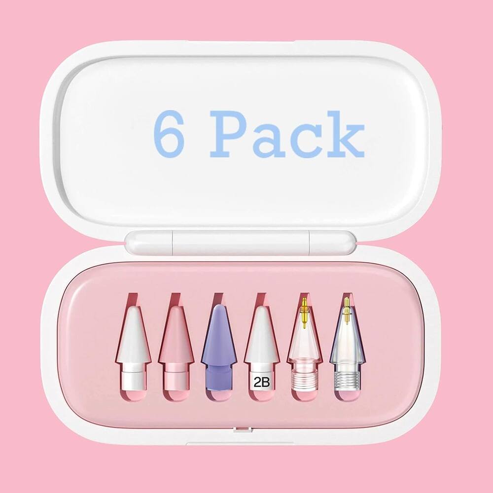 RTMB - 6 Piece Set Compatible with iPad for Pencil USB C/ 2nd/First - 6 Pack with Pink Case
