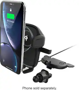 iOttie - Easy One Touch 2 Wireless Fast Charge Universal Air Vent & CD Mount for Mobile Phones - Black