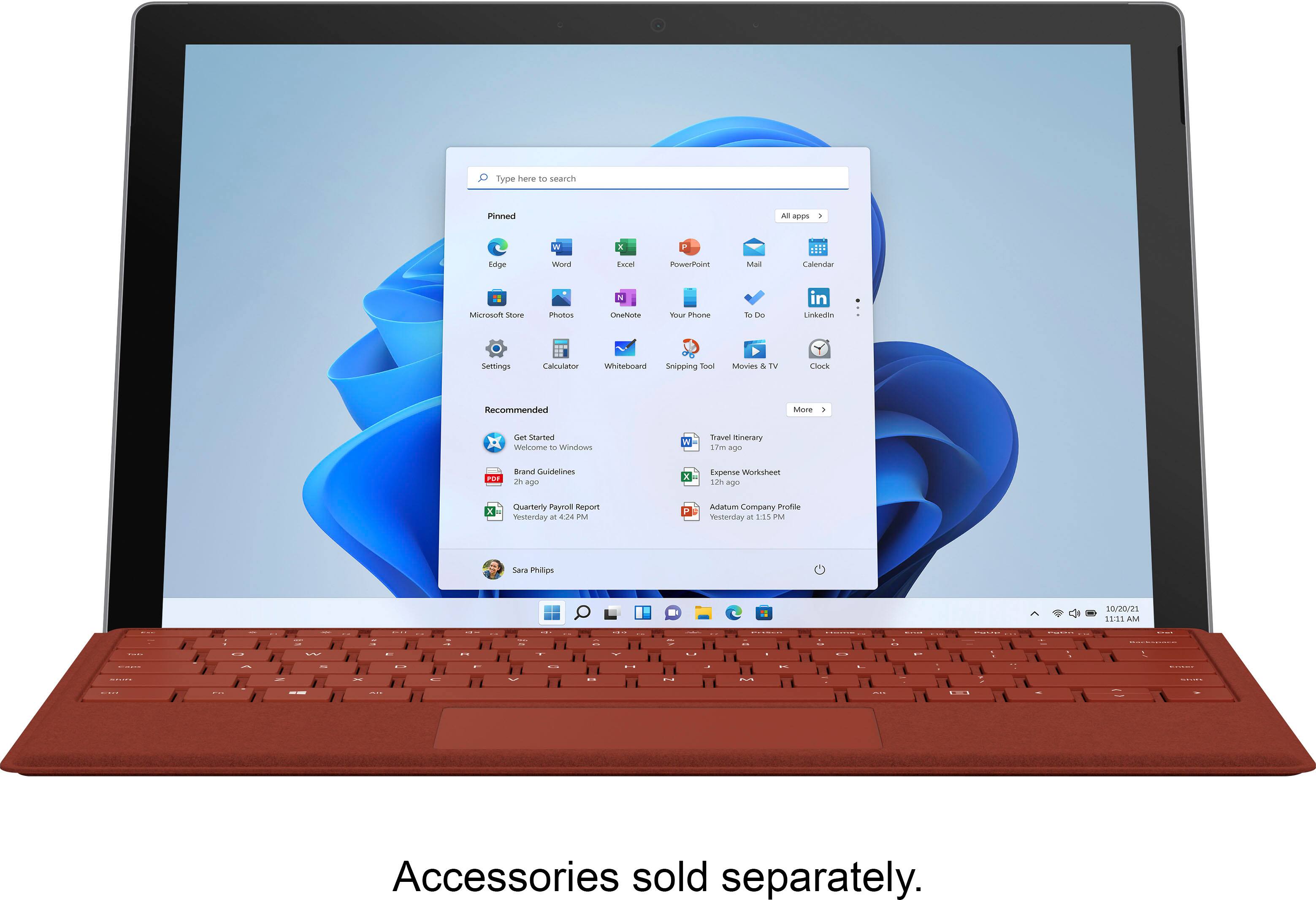 Alt View 16. Microsoft - Surface Pro 7 - 12.3" Touch Screen - Intel Core i7 - 16GB Memory - 256GB SSD - Device Only (Latest Model) - Platinum.