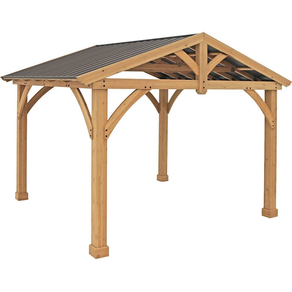 Angle. Yardistry - 11' x 13' Carolina Pavilion - Coffee Brown.