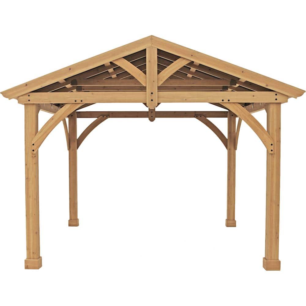 Front. Yardistry - 11' x 13' Carolina Pavilion - Coffee Brown.