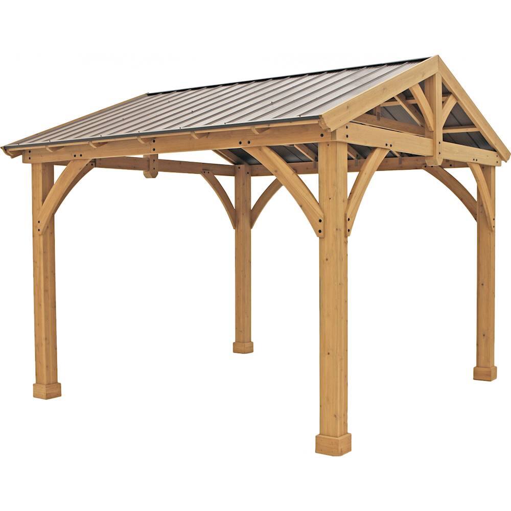 Alt View 13. Yardistry - 11' x 13' Carolina Pavilion - Coffee Brown.