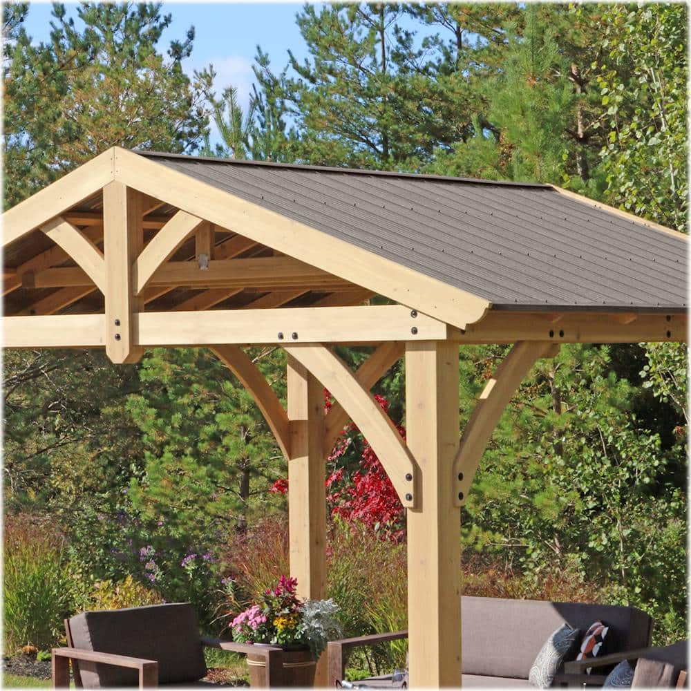 Alt View 16. Yardistry - 11' x 13' Carolina Pavilion - Coffee Brown.