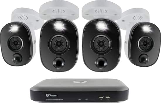 Swann 8 Channel 4 Camera Indoor Outdoor Wired 4k Uhd 2tb Dvr Surveillance System Black Gray White Swdvk 855804wl Us Best Buy