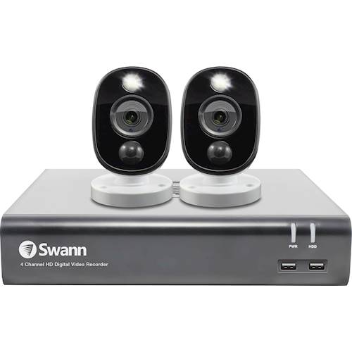 Swann - 4-Channel, 2-Camera Indoor/Outdoor Wired 1080p 1TB DVR Surveillance System - Black/White was $199.99 now $155.99 (22.0% off)