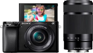 Sony - Alpha 6100 Mirrorless Camera 2-Lens Kit with E PZ 16-50mm and E 55-210mm Lenses - Black - Front_Zoom
