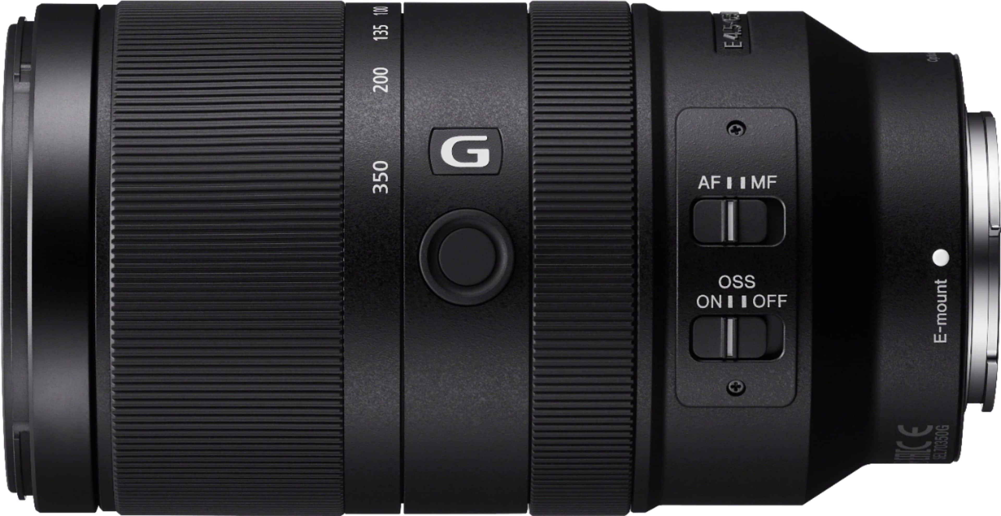 Left. Sony - E 70-350mm F4.5-6.3 G OSS Telephoto Zoom Lens for E-mount Cameras - Black.