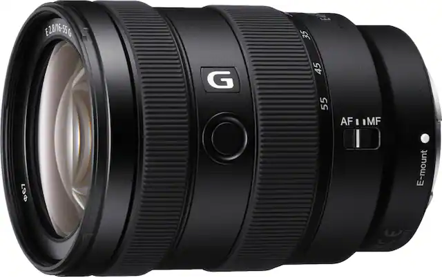 Front. Sony - E 16-55mm F2.8 G Standard Zoom Lens for E-mount Cameras - Black.