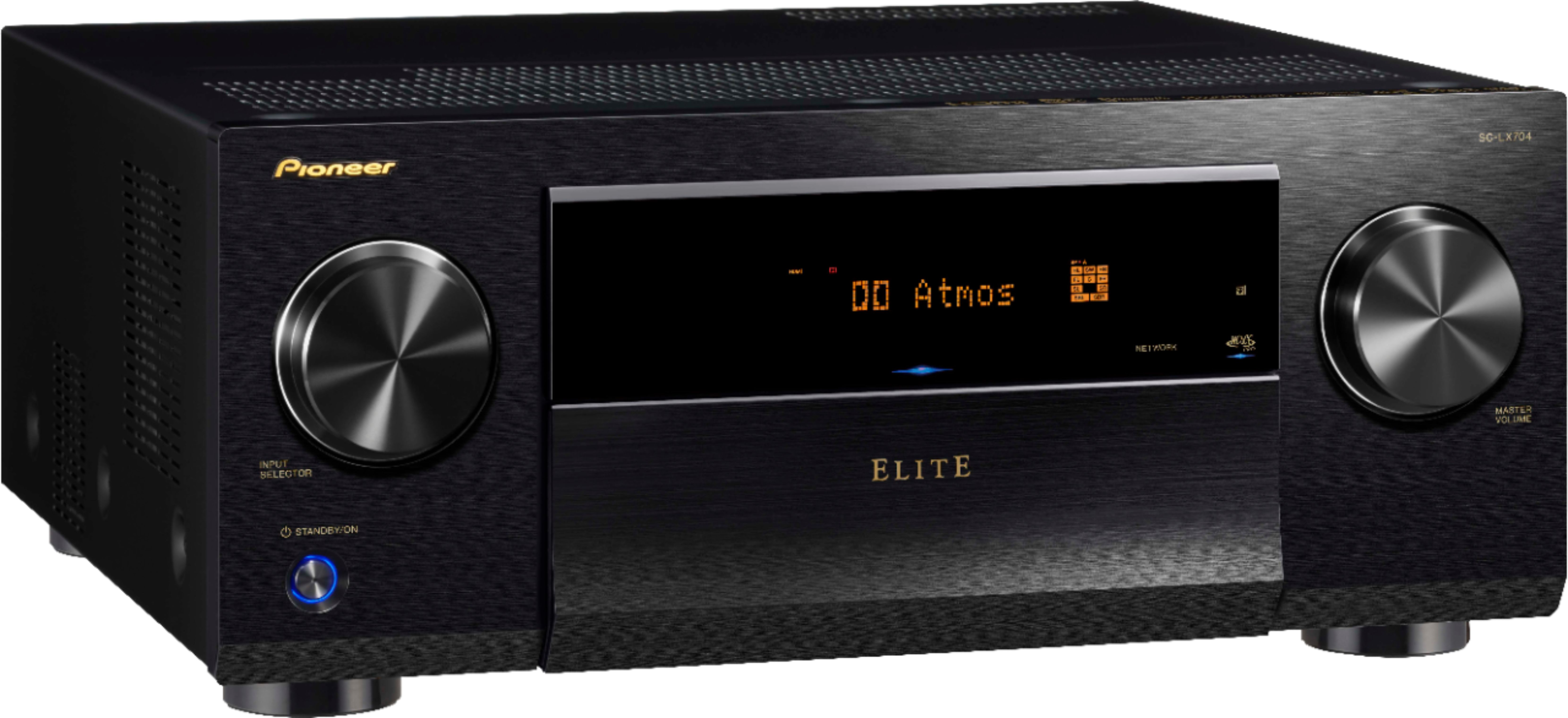 Angle View: Pioneer - Elite 760W 9.2-Ch. Bluetooth Capable with Dolby Atmos 4K Ultra HD HDR Compatible A/V Home Theater Receiver - Black