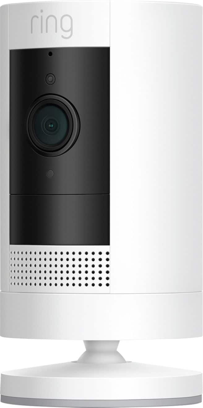 Ring Stick Up Cam Solar | Weather-Resistant Outdoor Camera, Live View,  Color Night Vision, Two-way Talk, Motion alerts, Works with Alexa | White