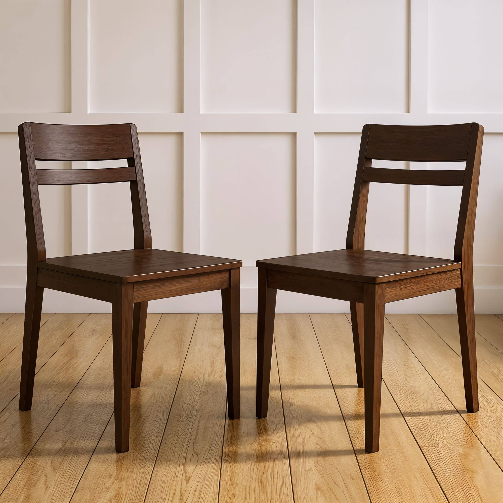 Front. Grain & Grove - Crew Dining Chair, 2 Pack, Walnut - Walnut.