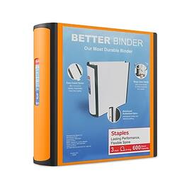 Staples - 3" 3-Ring Better Binder, D-Ring - Orange