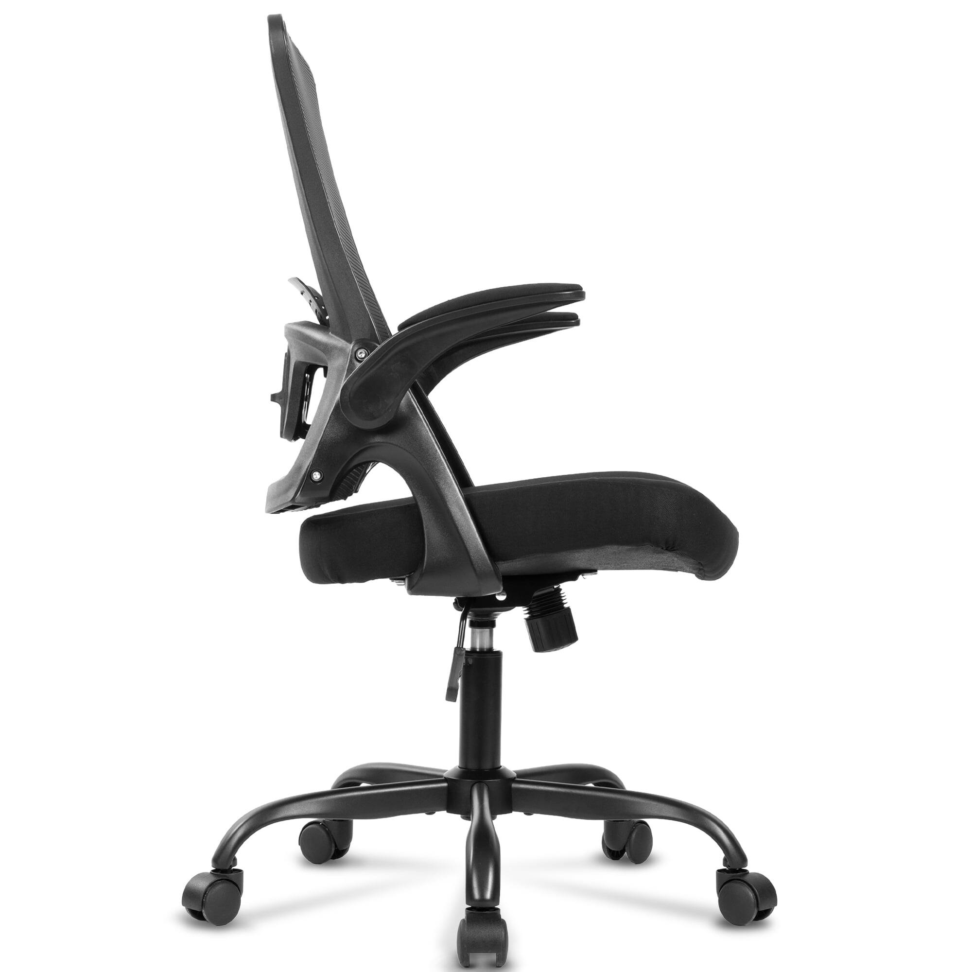 Alt View 1. Neo Chair - Ergonomic Office Chair, High-Back Mesh Computer Chair with Adjustable Height, Flip-Up Armrests & Lumbar Support - Steel Base-Black.