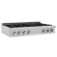 ZLINE - Porcelain Gas Stovetop, Fingerprint Resistant with 7 Gas Burners and Griddle - Stainless Steel - Front_Zoom