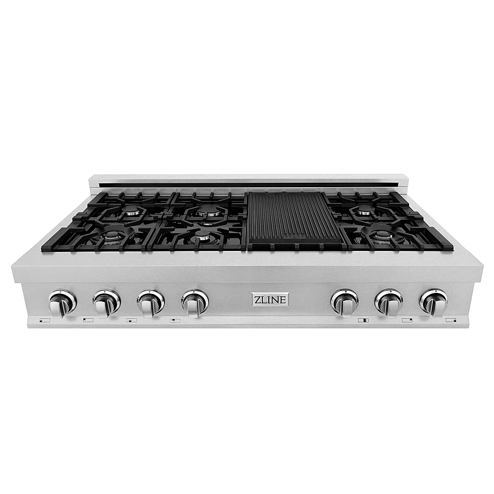 ZLINE Professional 48 Gas Cooktop With 7 Burners Snow Stainless RTS 48   6376116cv11d 