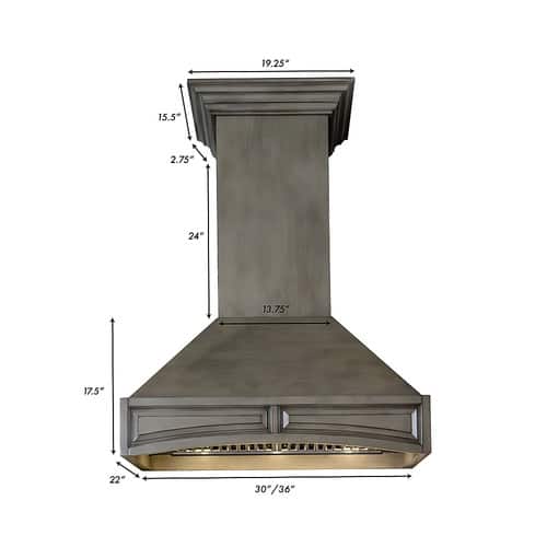 ZLINE 30" Wooden Wall Mount Range Hood in Distressed Gray - Includes  Motor - Distressed Gray