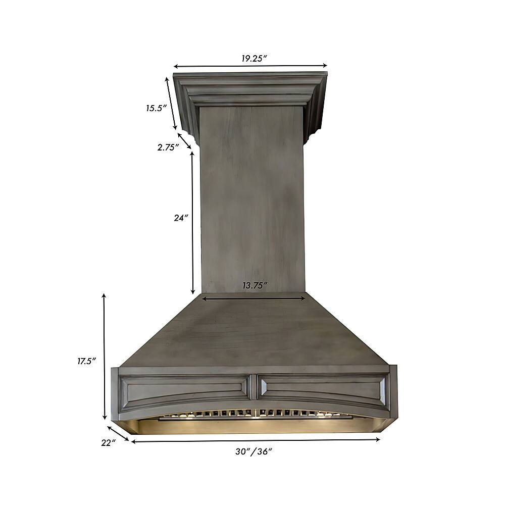 ZLINE 36" Wooden Wall Mount Range Hood in Distressed Gray Includes