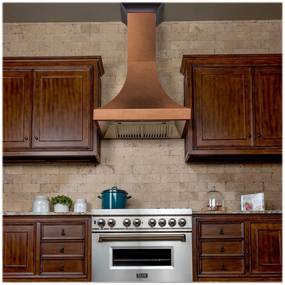 Alt View 16. ZLINE - Designer 36" Externally Vented Range Hood - Hand Hammered Copper.