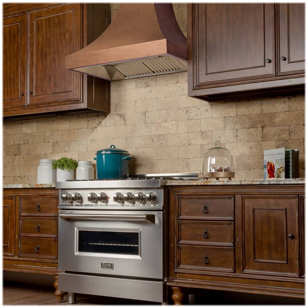 Alt View 17. ZLINE - Designer 36" Externally Vented Range Hood - Hand Hammered Copper.