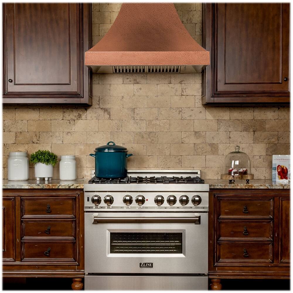 Alt View 18. ZLINE - Designer 36" Externally Vented Range Hood - Hand Hammered Copper.