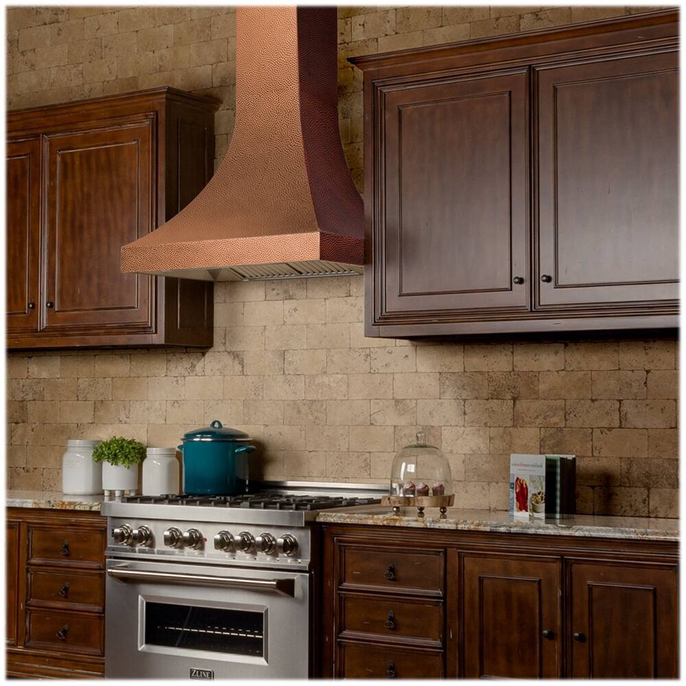 Alt View 19. ZLINE - Designer 36" Externally Vented Range Hood - Hand Hammered Copper.
